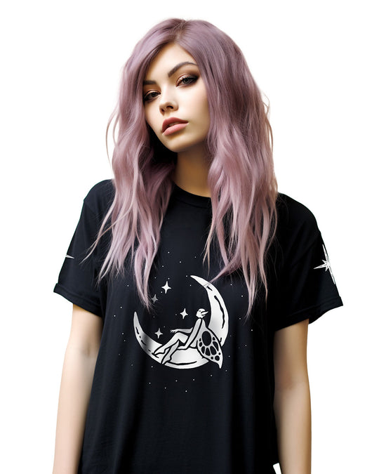 Pixie Moon Tee - Unisex Vegan T-Shirt Dark Academia Pagan Gothic Style Nugoth Witchy Clothing Alternative
