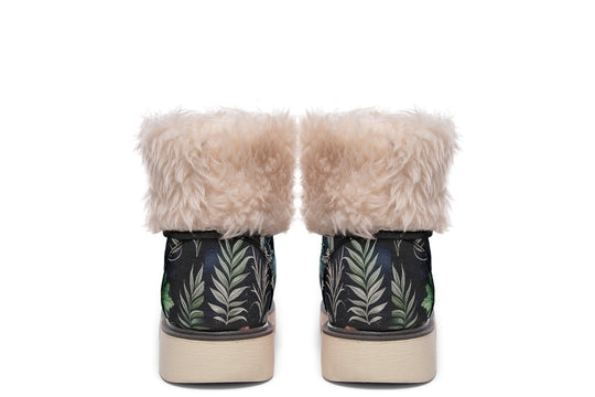 Apothecary Haven Fold Over Winter Boots - Microsuede Vegan Boots with Fur Lining and Convertible Style