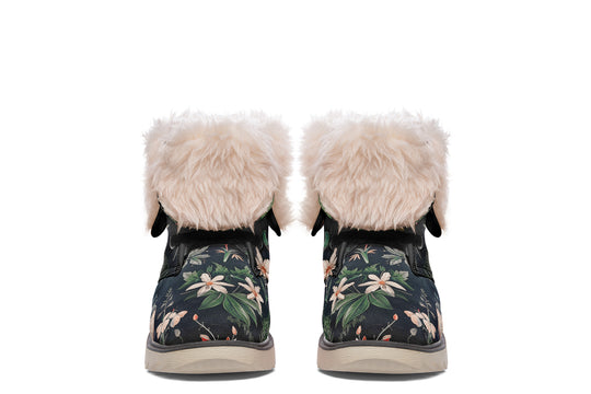 Apothecary Haven Fold Over Winter Boots - Microsuede Vegan Boots with Fur Lining and Convertible Style