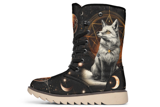 Astral Fox Fold Over Winter Boots - Microsuede Vegan Boots with Fur Lining and Convertible Style