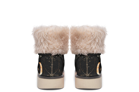 Astral Fox Fold Over Winter Boots - Microsuede Vegan Boots with Fur Lining and Convertible Style