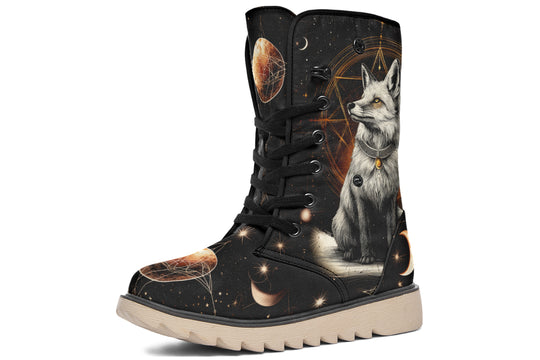 Astral Fox Fold Over Winter Boots - Microsuede Vegan Boots with Fur Lining and Convertible Style