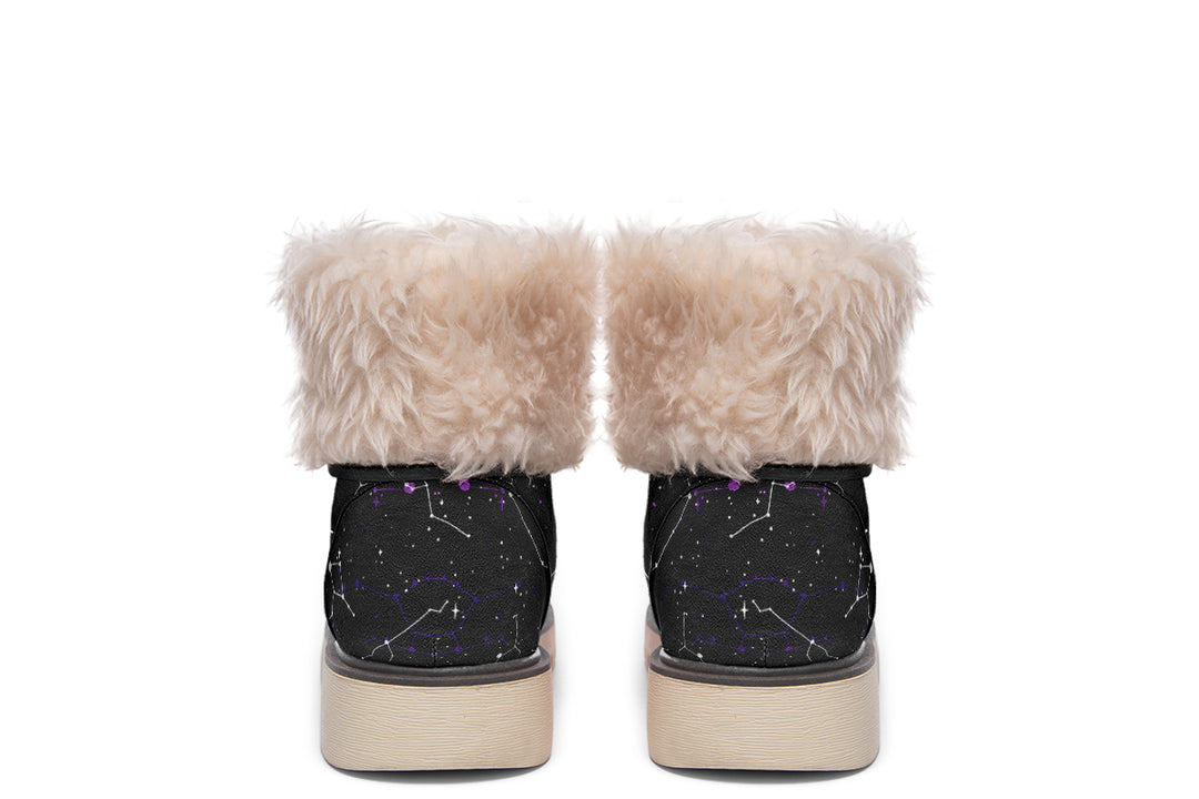 Aurora Fold Over Winter Boots - Microsuede Vegan Boots with Fur Lining and Convertible Style