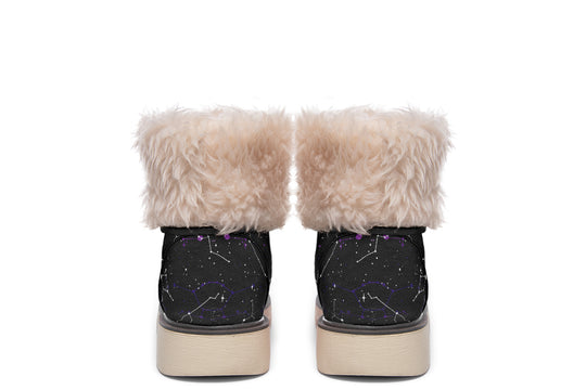 Aurora Fold Over Winter Boots - Microsuede Vegan Boots with Fur Lining and Convertible Style