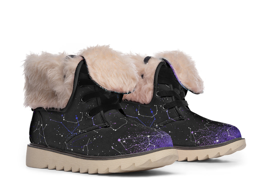 Aurora Fold Over Winter Boots - Microsuede Vegan Boots with Fur Lining and Convertible Style