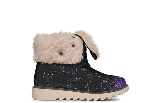 Aurora Fold Over Winter Boots - Microsuede Vegan Boots with Fur Lining and Convertible Style