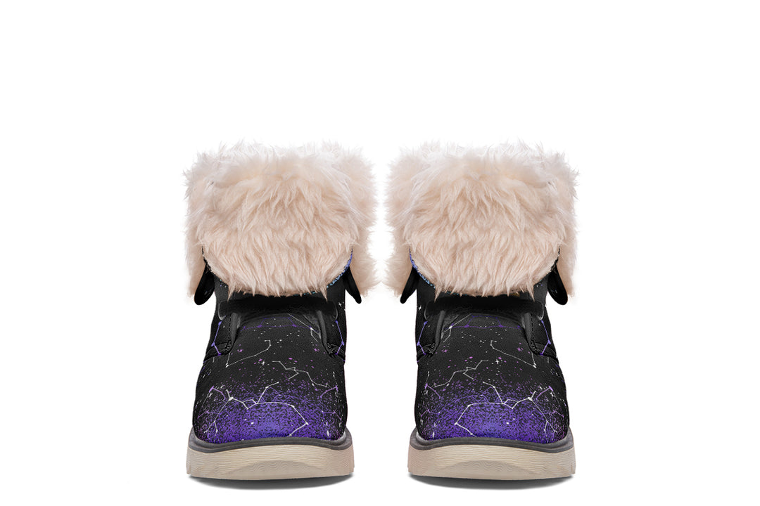 Aurora Fold Over Winter Boots - Microsuede Vegan Boots with Fur Lining and Convertible Style