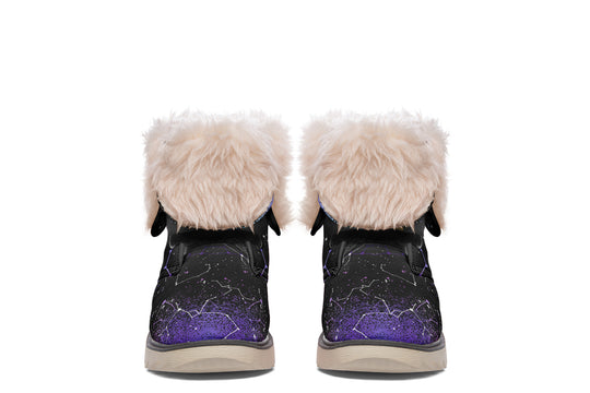 Aurora Fold Over Winter Boots - Microsuede Vegan Boots with Fur Lining and Convertible Style