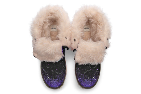 Aurora Fold Over Winter Boots - Microsuede Vegan Boots with Fur Lining and Convertible Style