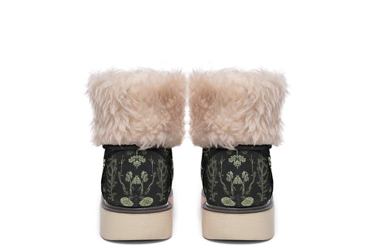 Autumn Memoir Fold Over Winter Boots - Microsuede Vegan Boots with Fur Lining and Convertible Style