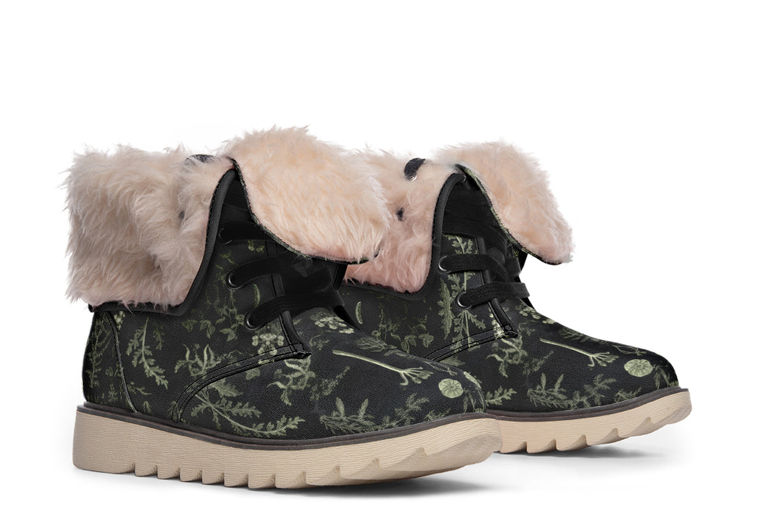 Autumn Memoir Fold Over Winter Boots - Microsuede Vegan Boots with Fur Lining and Convertible Style