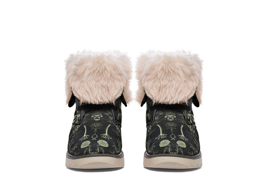 Autumn Memoir Fold Over Winter Boots - Microsuede Vegan Boots with Fur Lining and Convertible Style