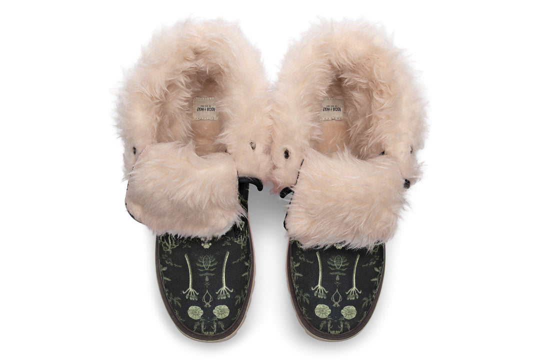 Autumn Memoir Fold Over Winter Boots - Microsuede Vegan Boots with Fur Lining and Convertible Style