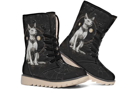 Cosmic Sphynx Cat Fold Over Winter Boots