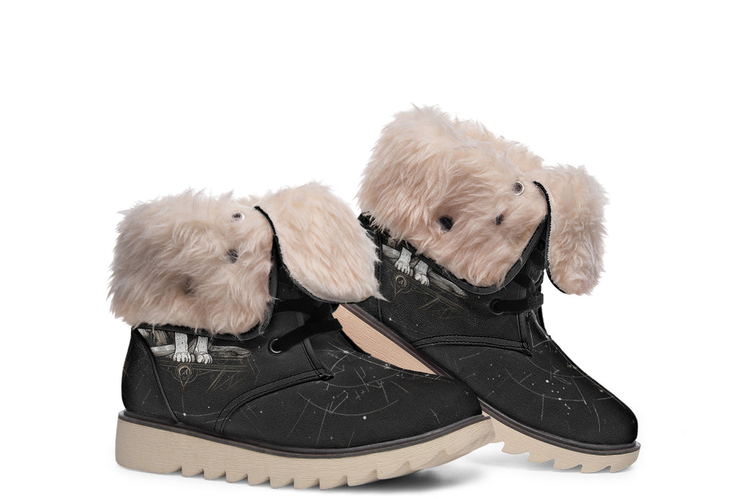Cosmic Sphynx Cat Fold Over Winter Boots