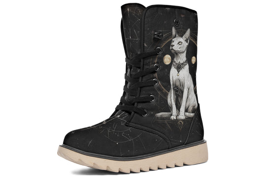 Cosmic Sphynx Cat Fold Over Winter Boots