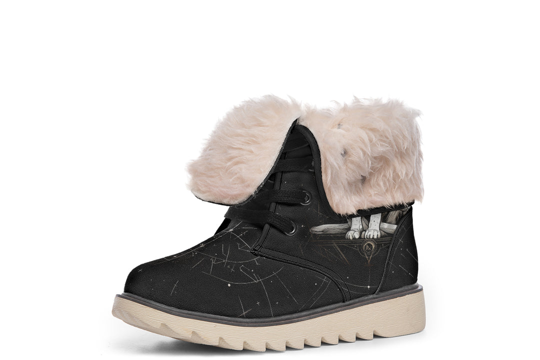 Cosmic Sphynx Cat Fold Over Winter Boots
