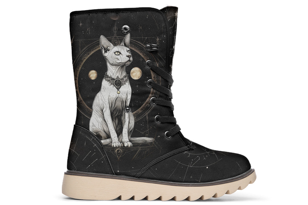 Cosmic Sphynx Cat Fold Over Winter Boots