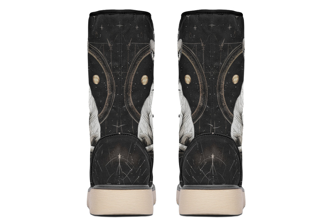 Cosmic Sphynx Cat Fold Over Winter Boots