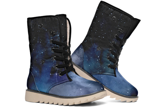 Deep Blue Fold Over Winter Boots - Microsuede Vegan Boots with Fur Lining and Convertible Style