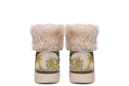 Fernwood Fold Over Winter Boots - Microsuede Vegan Boots with Fur Lining and Convertible Style