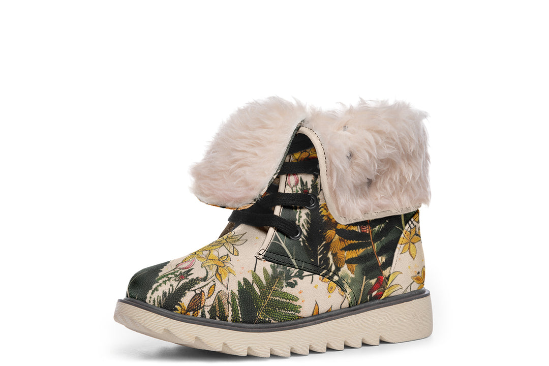 Fernwood Fold Over Winter Boots - Microsuede Vegan Boots with Fur Lining and Convertible Style