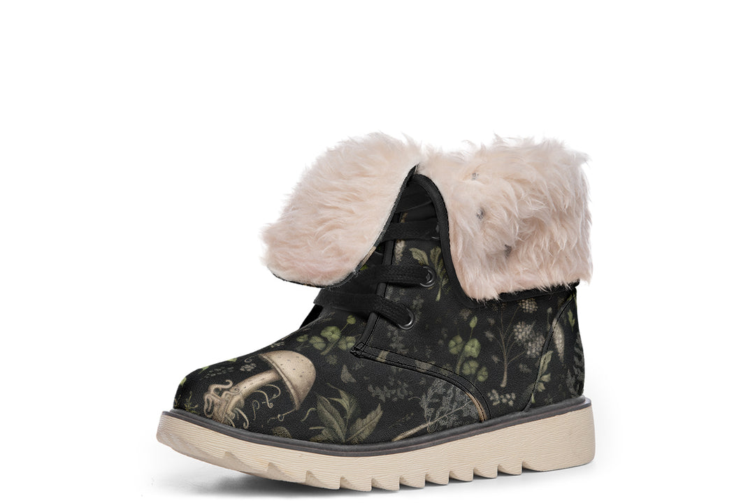 Foraging Fold Over Winter Boots - Microsuede Vegan Boots with Fur Lining and Convertible Style