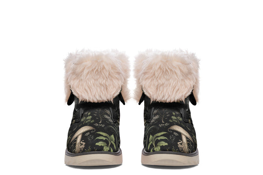 Foraging Fold Over Winter Boots - Microsuede Vegan Boots with Fur Lining and Convertible Style