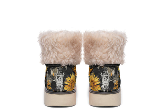 Grim’s Harvest Fold Over Winter Boots - Microsuede Vegan Boots with Fur Lining and Convertible Style