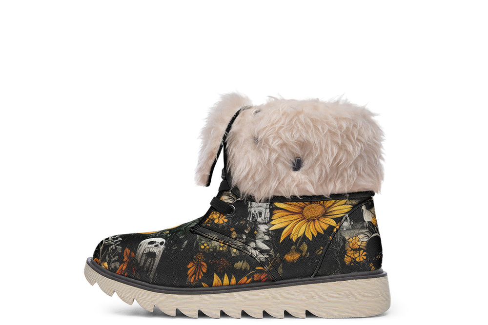 Grim’s Harvest Fold Over Winter Boots - Microsuede Vegan Boots with Fur Lining and Convertible Style