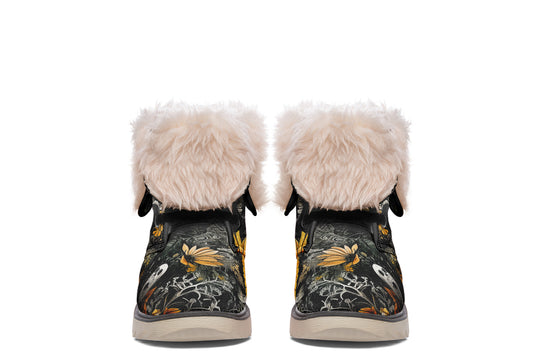 Grim’s Harvest Fold Over Winter Boots - Microsuede Vegan Boots with Fur Lining and Convertible Style