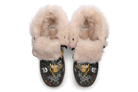 Grim’s Harvest Fold Over Winter Boots - Microsuede Vegan Boots with Fur Lining and Convertible Style