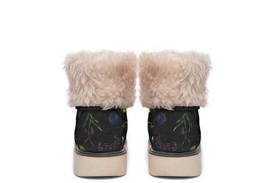 Herbology Fold Over Winter Boots - Microsuede Vegan Boots with Fur Lining and Convertible Style