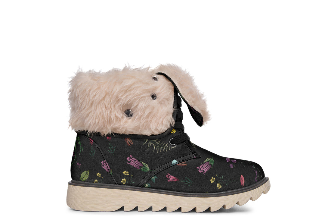 Herbology Fold Over Winter Boots - Microsuede Vegan Boots with Fur Lining and Convertible Style