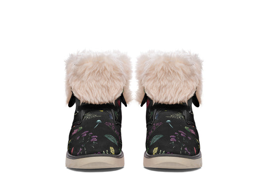 Herbology Fold Over Winter Boots - Microsuede Vegan Boots with Fur Lining and Convertible Style