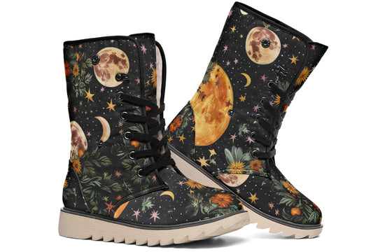 Lunar Meadow Fold Over Winter Boots - Microsuede Vegan Boots with Fur Lining and Convertible Style