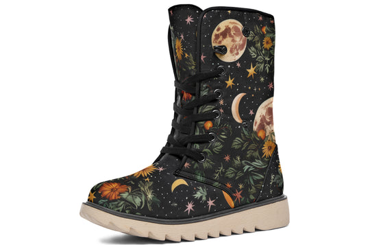 Lunar Meadow Fold Over Winter Boots - Microsuede Vegan Boots with Fur Lining and Convertible Style