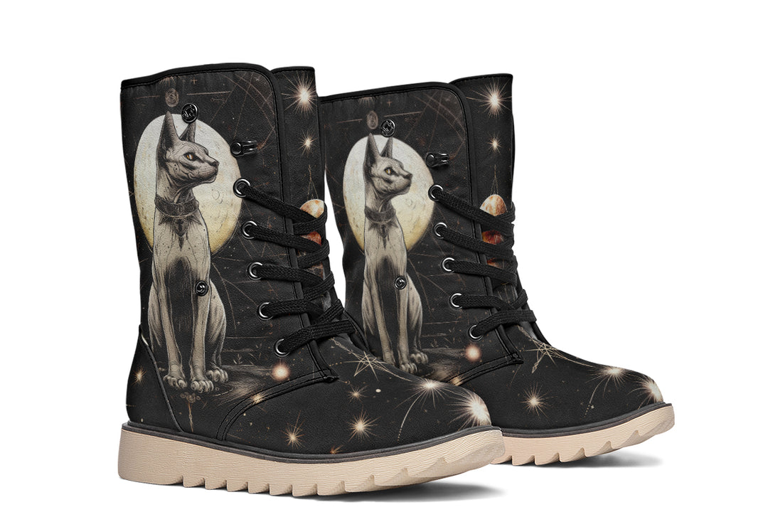 Lunar Sphynx Cat Fold Over Winter Boots