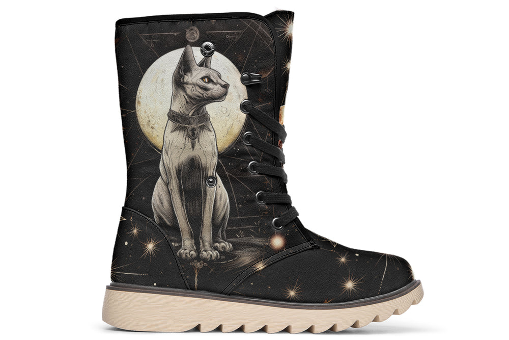 Lunar Sphynx Cat Fold Over Winter Boots