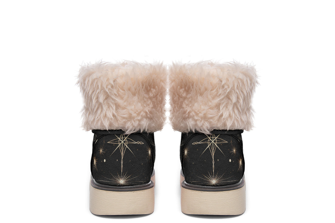 Midnight Cat Fold Over Winter Boots