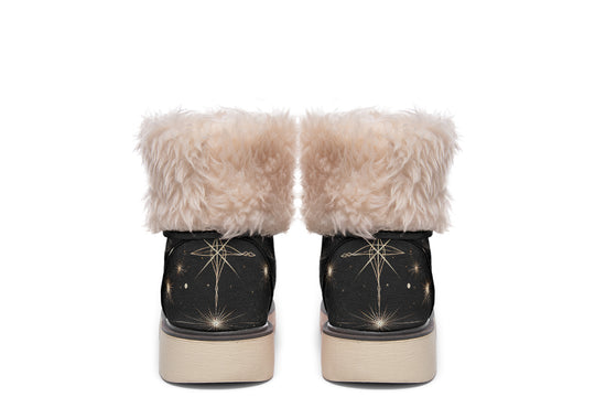 Midnight Cat Fold Over Winter Boots