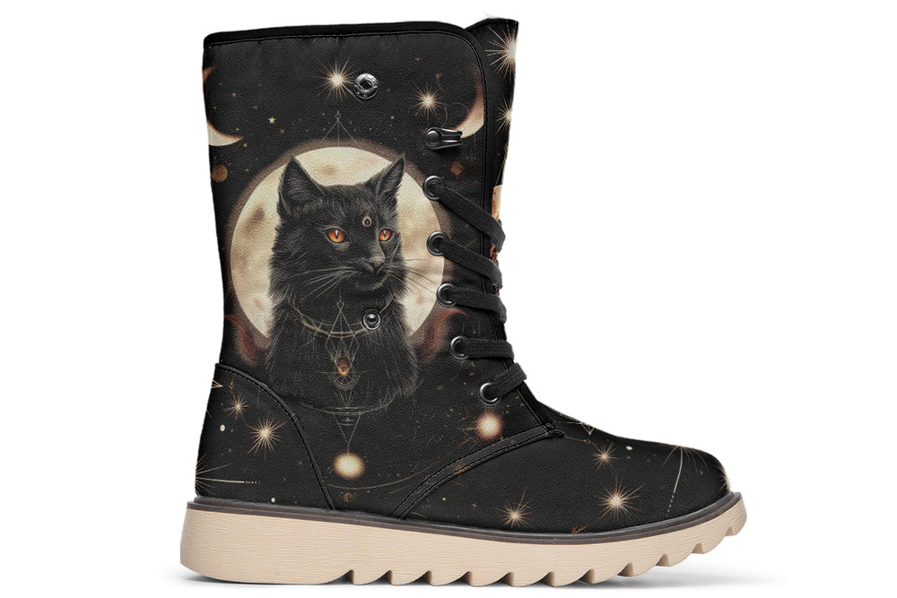 Midnight Cat Fold Over Winter Boots