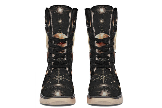 Midnight Cat Fold Over Winter Boots