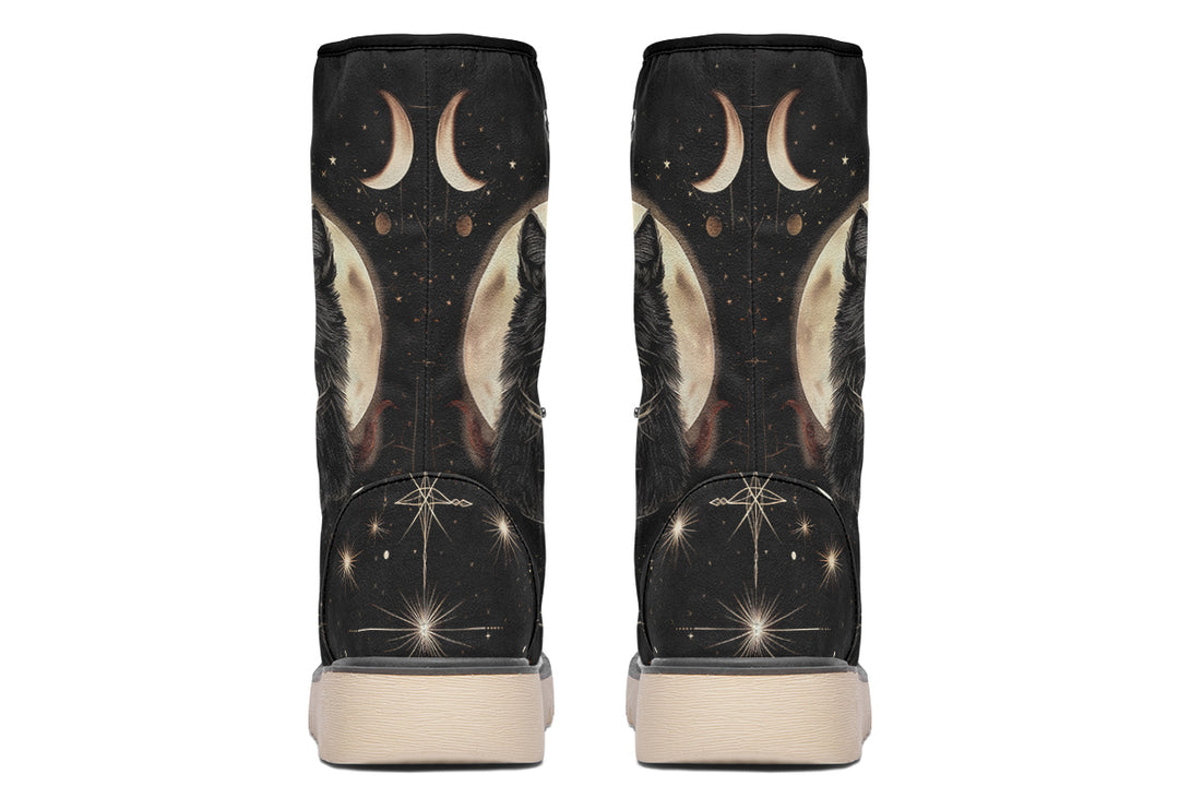 Midnight Cat Fold Over Winter Boots