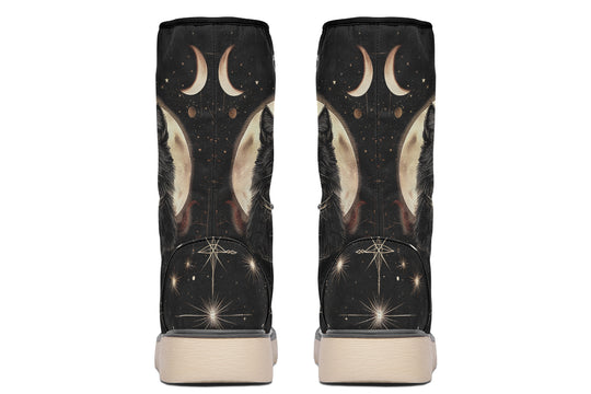 Midnight Cat Fold Over Winter Boots