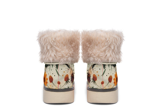 Midsummer Fold Over Winter Boots - Microsuede Vegan Boots with Fur Lining and Convertible Style