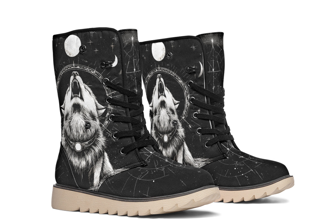 Moonbound Wolf Fold Over Winter Boots