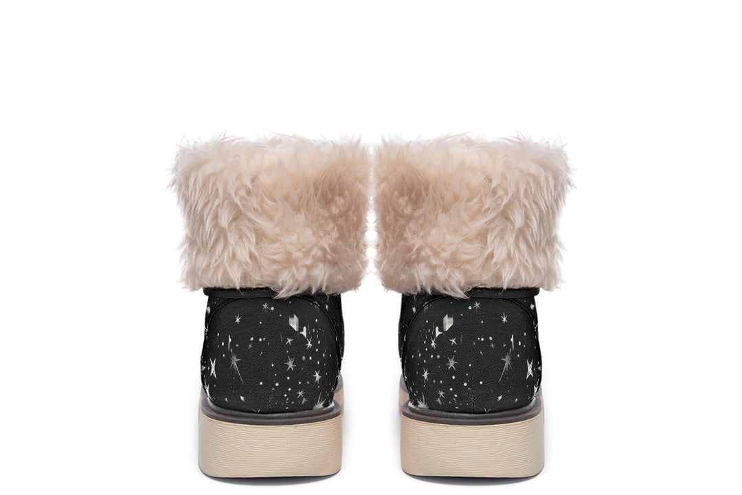 Nightfall Fold Over Winter Boots - Microsuede Vegan Boots with Fur Lining and Convertible Style