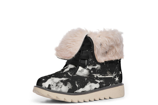 Nightfall Fold Over Winter Boots - Microsuede Vegan Boots with Fur Lining and Convertible Style