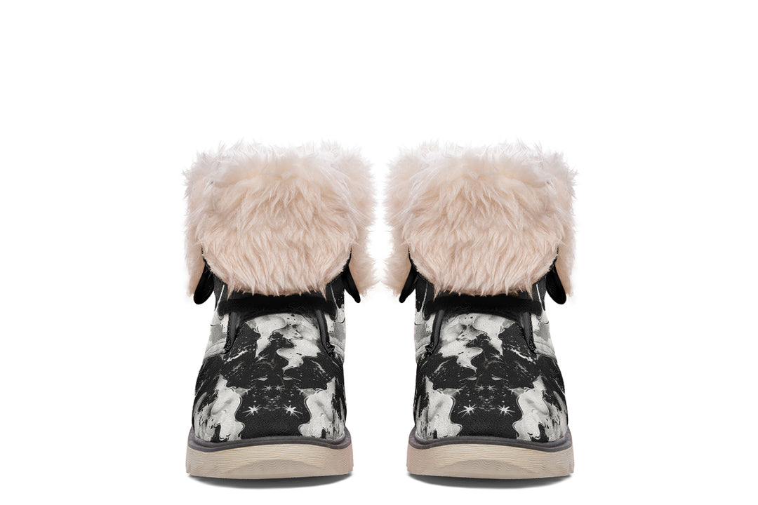 Nightfall Fold Over Winter Boots - Microsuede Vegan Boots with Fur Lining and Convertible Style